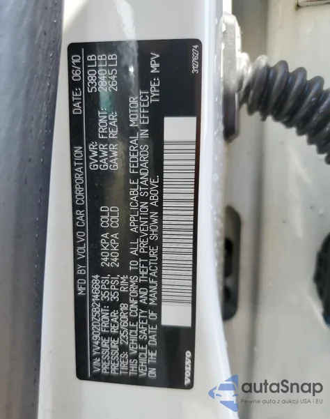 2011 Volvo Xc60 T6 из США, поврежденный, VIN YV4902DZ5B2146684